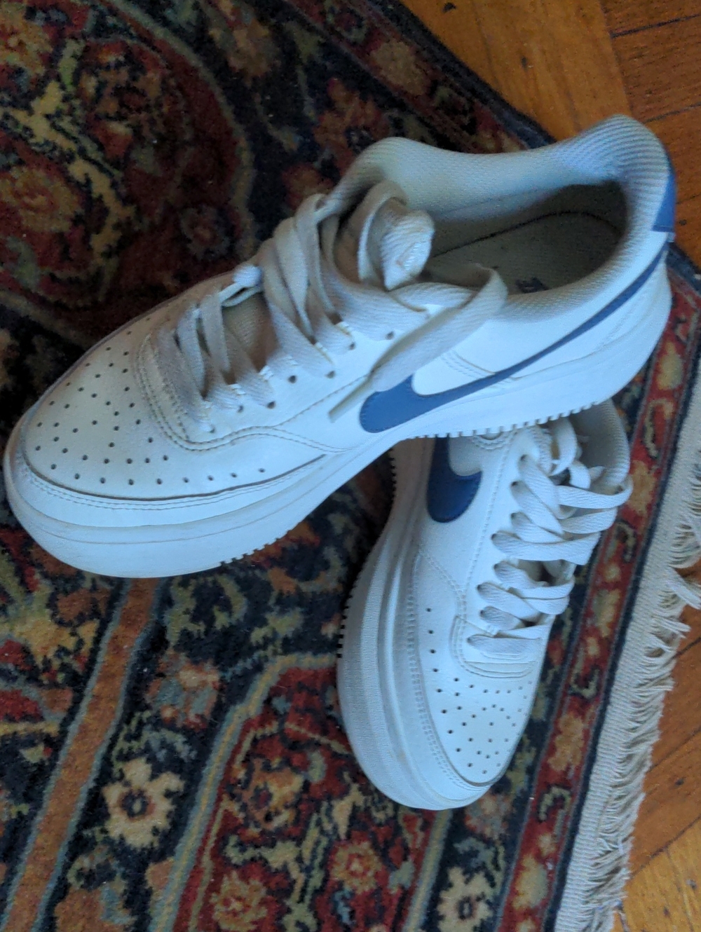 Nike White-Blue Platform Sneakers